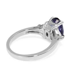 14ct White Gold Purple / Blue Sapphire and Diamond 3 Stone Ring