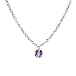 9ct White Gold Purple Sapphire Fine Necklace