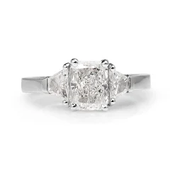 18ct White Gold Radiant 3 Stone Diamond Ring