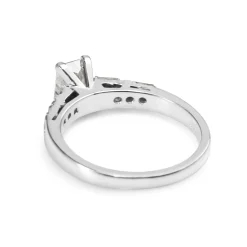 18ct White Gold Radiant and Baguette Diamond Solitaire Ring