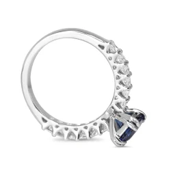 18ct White Gold Radiant Cut Sapphire and Princess Cut Diamond Solitaire Ring