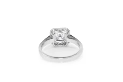 18ct White Gold Radiant Diamond Halo Ring