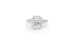18ct White Gold Radiant Halo Diamond Ring