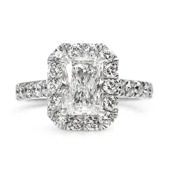 18ct White Gold Radiant Halo Diamond Ring