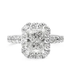 18ct White Gold Radiant Halo Diamond Ring