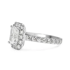 18ct White Gold Radiant Halo Diamond Ring