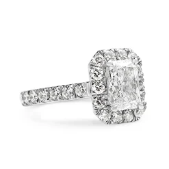 18ct White Gold Radiant Halo Diamond Ring