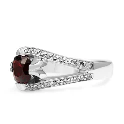 18ct White Gold Red Spinel and Diamond Ring