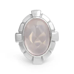 9ct White Gold Rose Quartz Ring