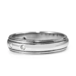 18ct White Gold Rubbed In Diamond Set Band Ring