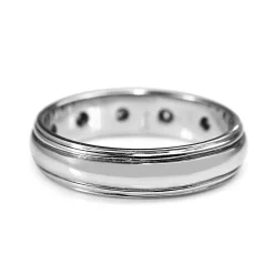 18ct White Gold Rubbed In Diamond Set Band Ring