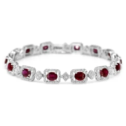18ct White Gold Ruby and Diamond Halo Bracelet