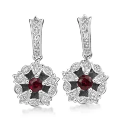 14ct White Gold Ruby and Diamond Earrings