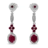 9ct White Gold Ruby and Diamond Drop Earrings
