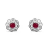 9ct White Gold Ruby and Diamond Daisy Stud Earrings