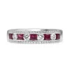 18ct White Gold Ruby and Diamond Band