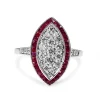 9ct White Gold Ruby and Diamond Marquise Deco Style Ring