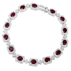 18ct White Gold Ruby and Diamond Halo Bracelet