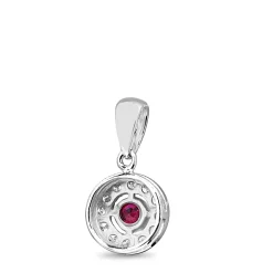 9ct White Gold Ruby and Diamond Halo Pendant