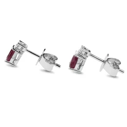 9ct White Gold Ruby and Diamond Stud Earrings