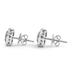 9ct White Gold Ruby and Diamond Daisy Stud Earrings