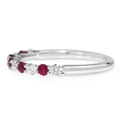 9ct White Gold Ruby and Diamond Band