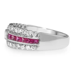 9ct White Gold Ruby and Diamond Band