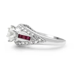 14ct White Gold Ruby and Diamond Solitaire Ring
