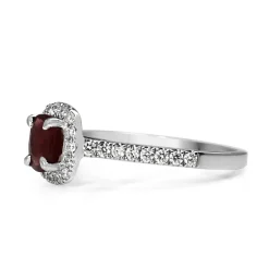18ct White Gold Ruby and Diamond Halo Ring