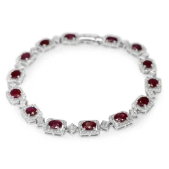 18ct White Gold Ruby and Diamond Halo Bracelet