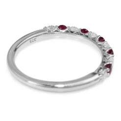 9ct White Gold Ruby and Diamond Band