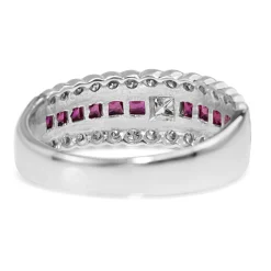9ct White Gold Ruby and Diamond Band