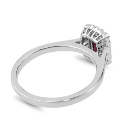 9ct White Gold Ruby and Diamond Halo Ring