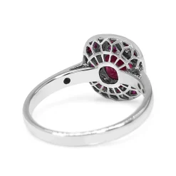 9ct White Gold Ruby and Diamond Art Deco Style Ring