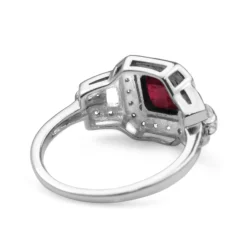 9ct White Gold Ruby and Diamond Art Deco Style Ring