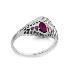 18ct White Gold Ruby and Diamond Art Deco Style Ring