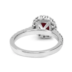 18ct White Gold Ruby and Diamond Halo Ring