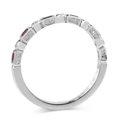 9ct White Gold Ruby and Diamond Deco Style Ring