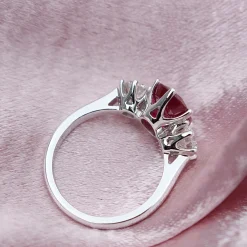 18ct White Gold Ruby and Diamond 3 Stone Diamond Ring