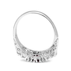 18ct White Gold Ruby and Old Cut Diamond Victorian Style Ring