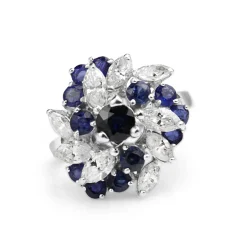 18ct White Gold Sapphire and Diamond Cluster Ring