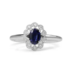 18ct White Gold Sapphire and Diamond Ring