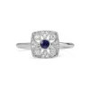 18ct White Gold Sapphire and Diamond Deco Style Ring