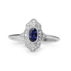 18ct White Gold Sapphire and Diamond Deco Style Ring