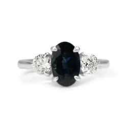 18ct White Gold Sapphire and Diamond 3 Stone Ring