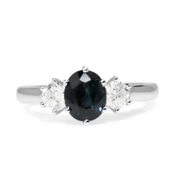 18ct White Gold Sapphire and Diamond 3 Stone Ring