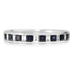 9ct White Gold Sapphire and Diamond Channel Set Band