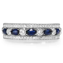 9ct White Gold Sapphire and Diamond Band