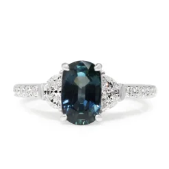 18ct White Gold Sapphire and Diamond 3 Stone Ring