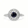 18ct White Gold Sapphire and Diamond Halo Ring